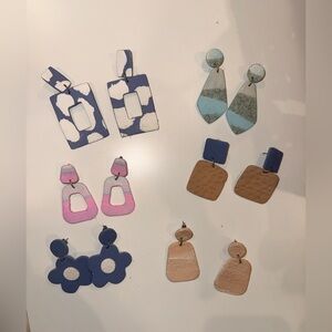 Handmade Mixed Color Statement Clay Earrings Set